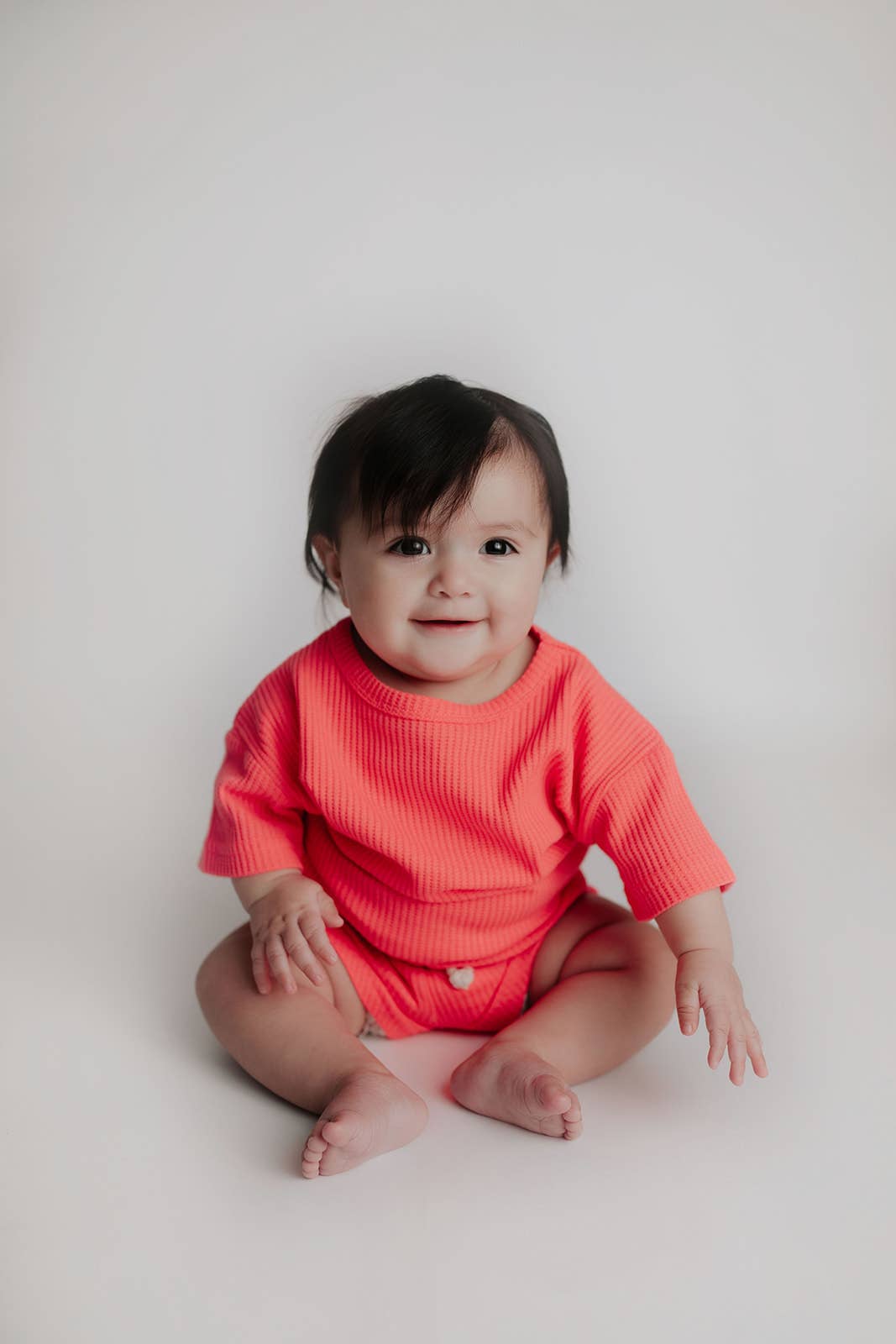 Waffle knit Neon Pink Summer Shorts Set