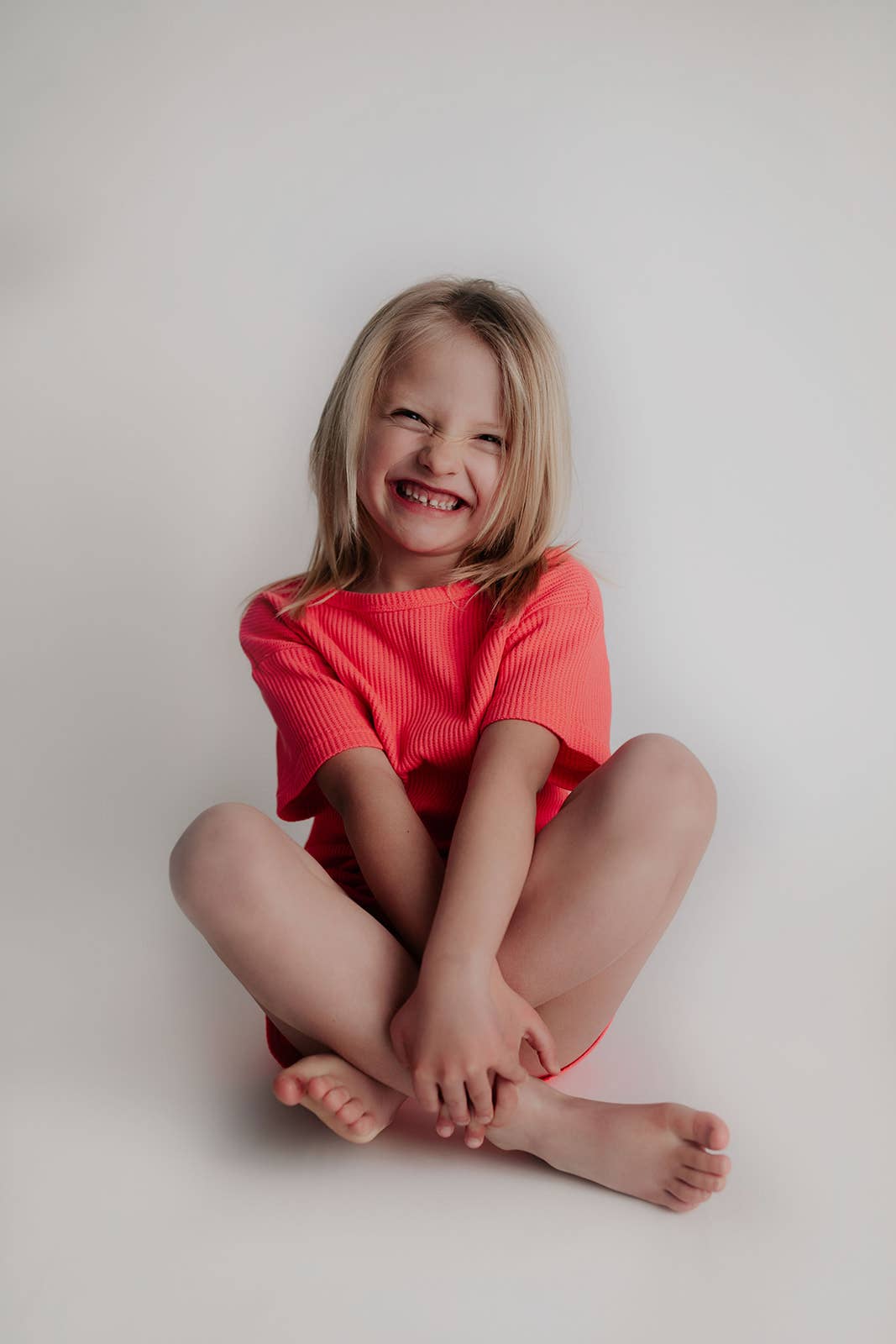 Waffle knit Neon Pink Summer Shorts Set