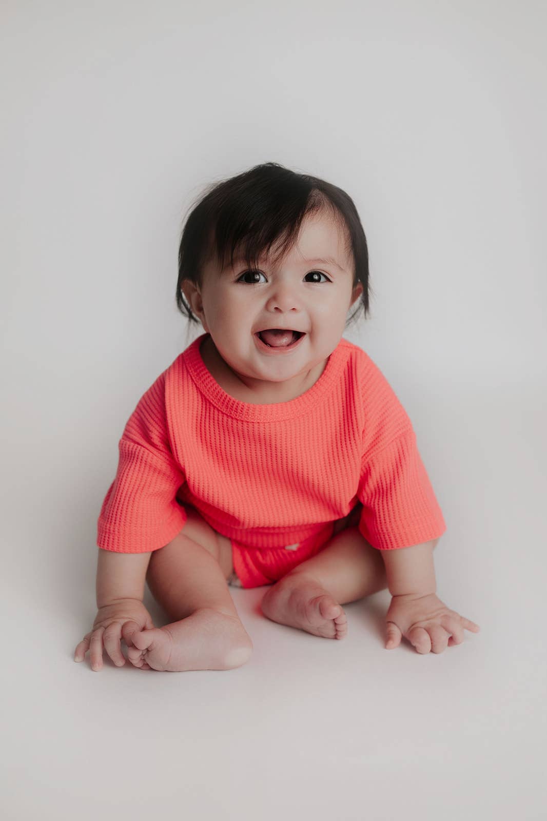 Waffle knit Neon Pink Summer Shorts Set