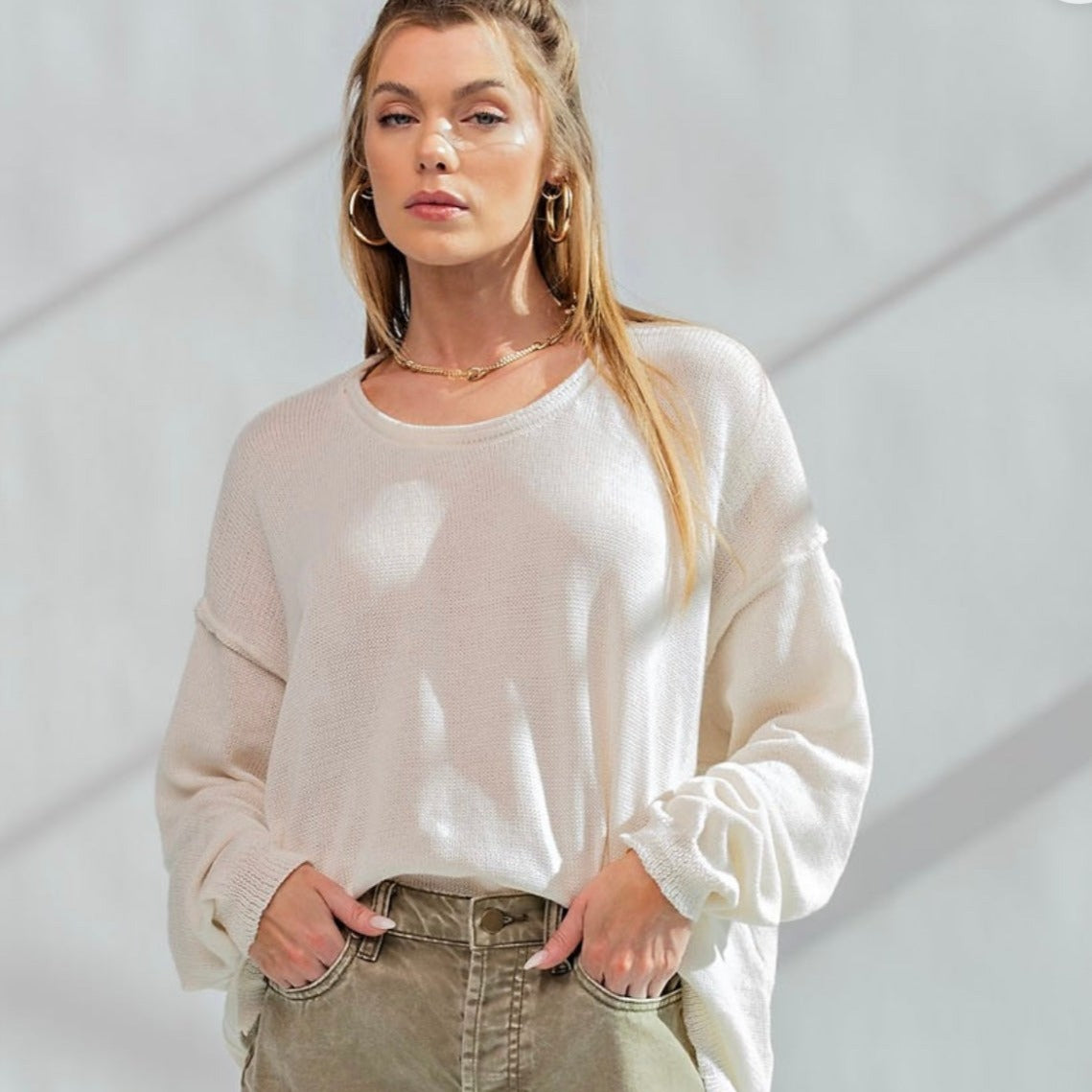 Off White Lightweight Oversized Sweater
