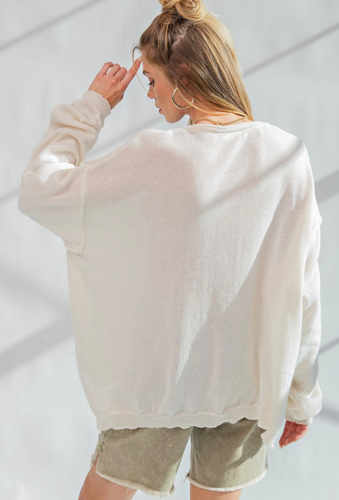 Off White Lightweight Oversized Sweater