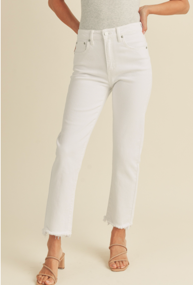 White High Rise Straight Jeans