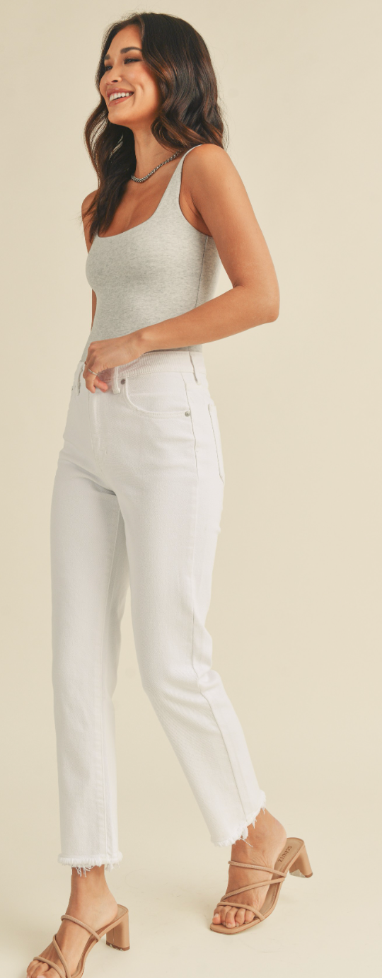 White High Rise Straight Jeans