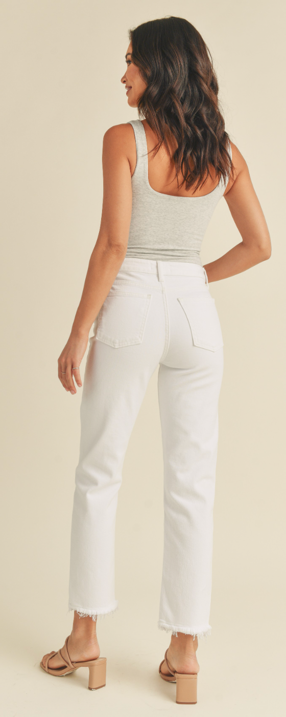 White High Rise Straight Jeans
