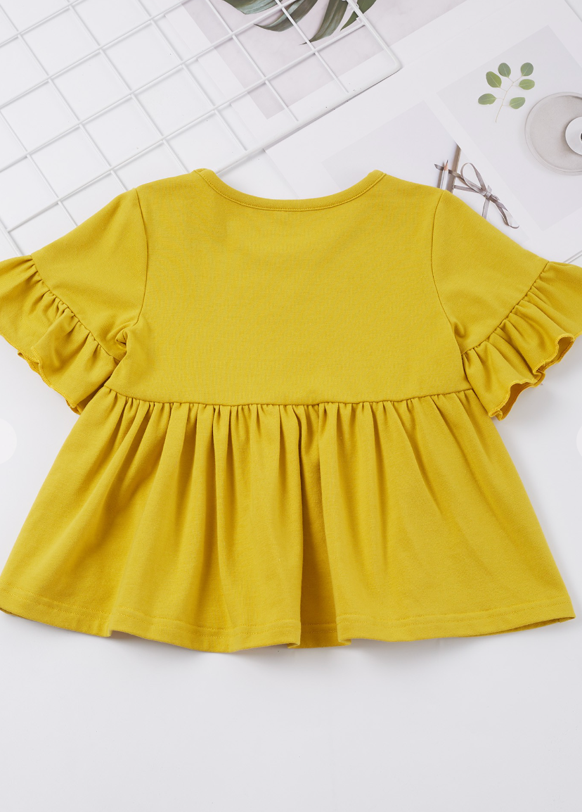 Girls Lime Ruffle Sleeve Babydoll Top