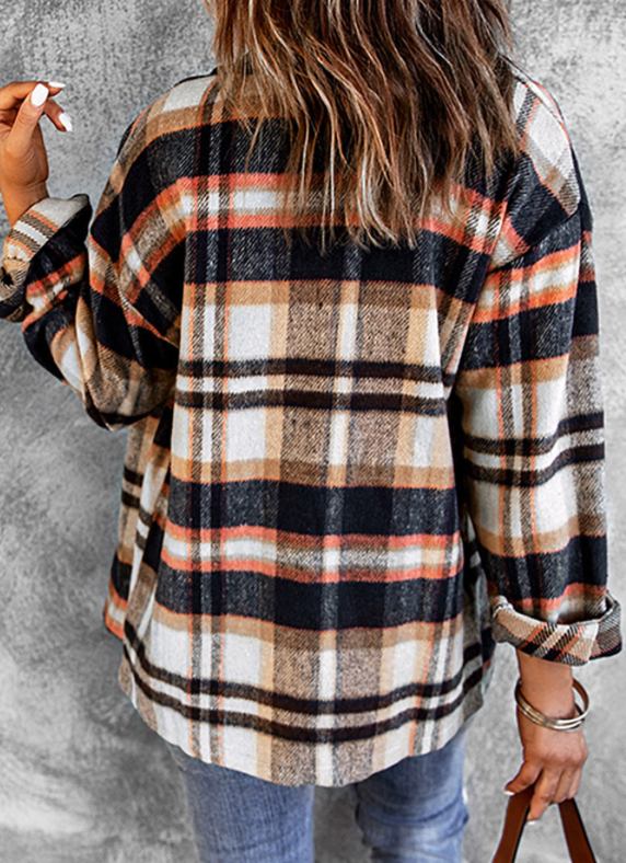 Multicolor/Cream Plaid Flannel Shacket
