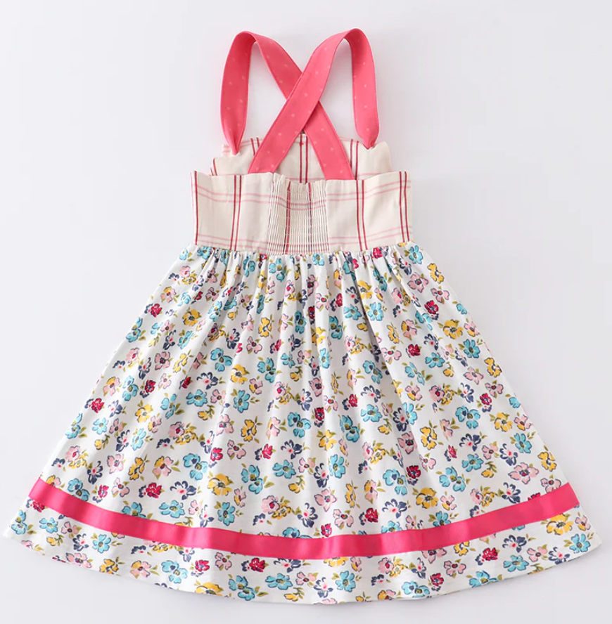Platinum Floral Print Strap Girls Dress