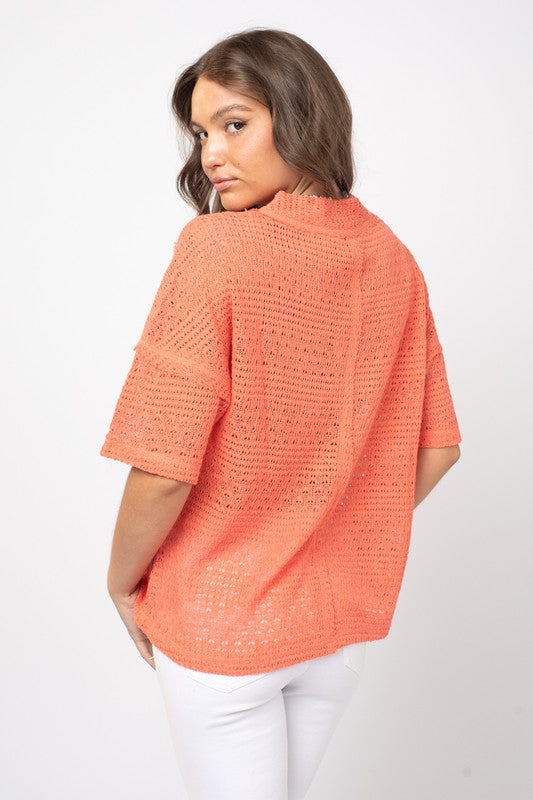 Raw edge knit top