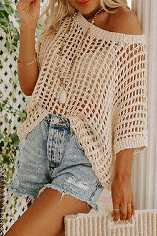 Knit Ribbed Round Neck Short Sleeve Sweater Tee