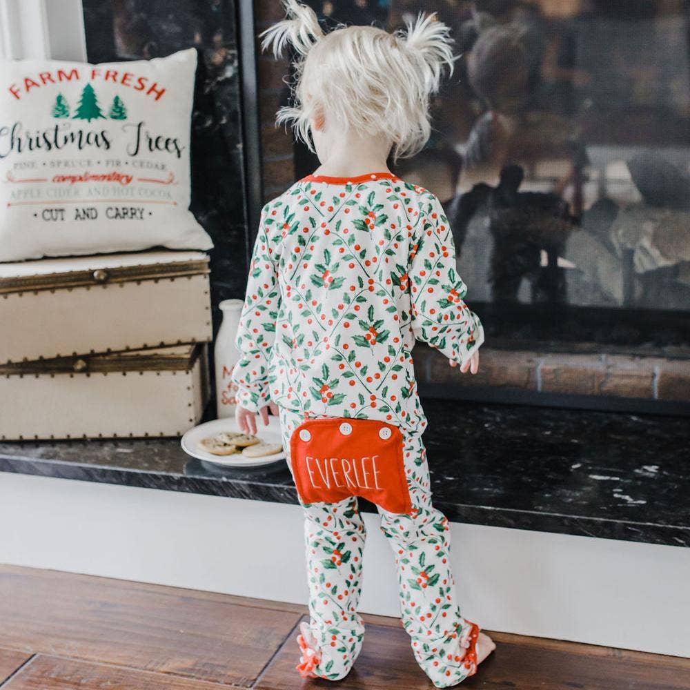 Holly Pattern - Ruffle Buttflap PJs