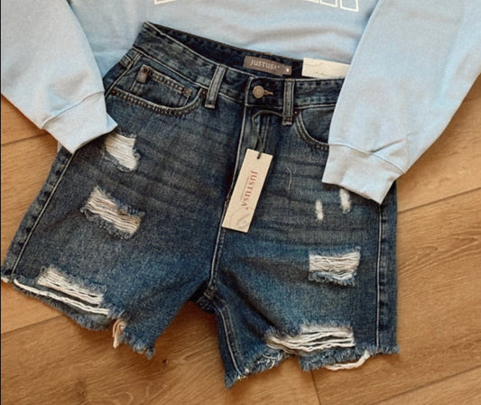 Distressed Denim Shorts