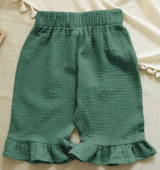 Girls Green Cotton Gauchos