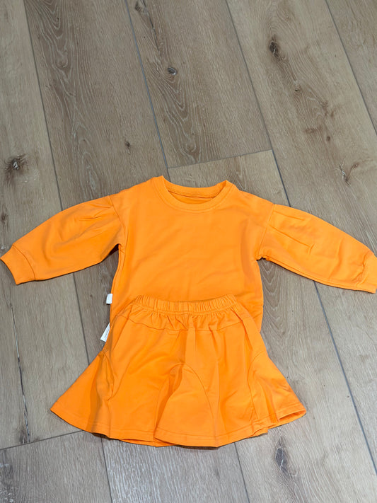 The "Mae Mae"- Orange Skirt Sweatshirt Set