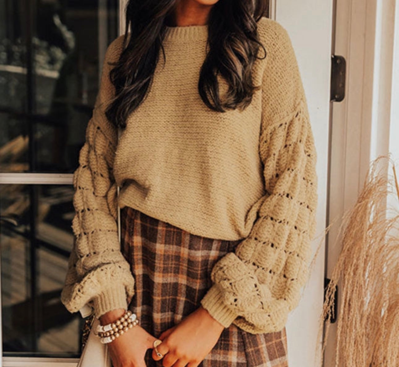 Khaki Long Sleeve Knit Sweater