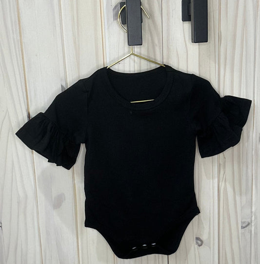 Black Ruffle Sleeve Onesie