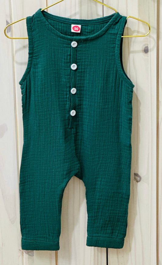 Green Muslin Pants Romper