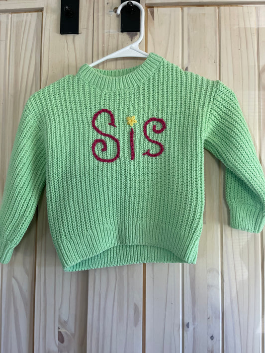 Green "Sis" Sweater