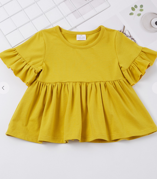 Girls Lime Ruffle Sleeve Babydoll Top