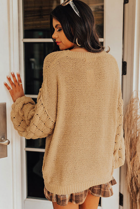 Khaki Long Sleeve Knit Sweater
