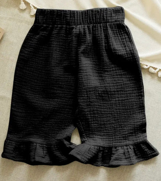 Girls Black Cotton Gauchos