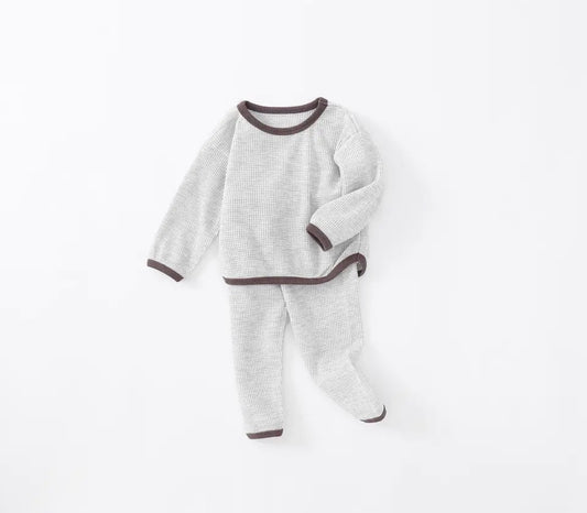 Boys Grey Waffle Knit Set