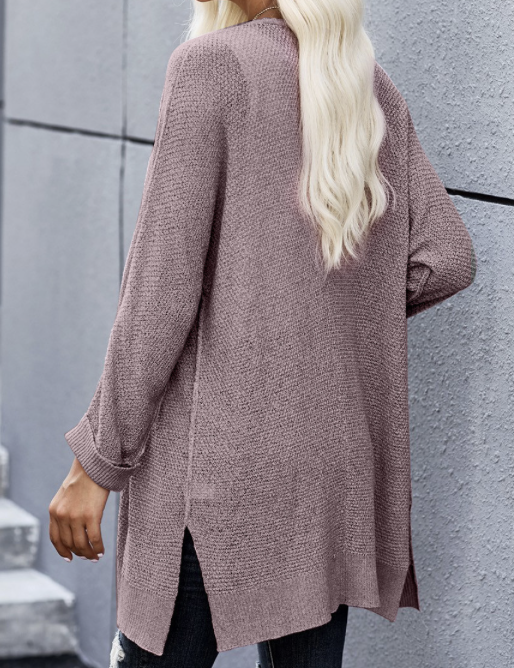 Grape  Knit Long Cardigan