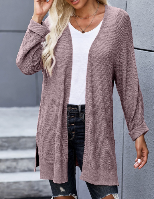 Grape  Knit Long Cardigan