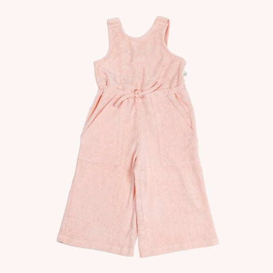 Girls Towel Jumpsuit- Pink Terry